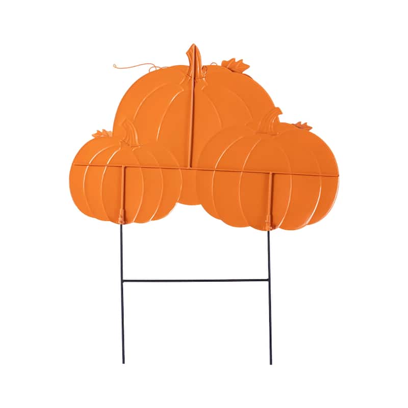 Glitzhome 23.75"H Fall Halloween Metal Stacked Pumpkin Garden Yard Stake
