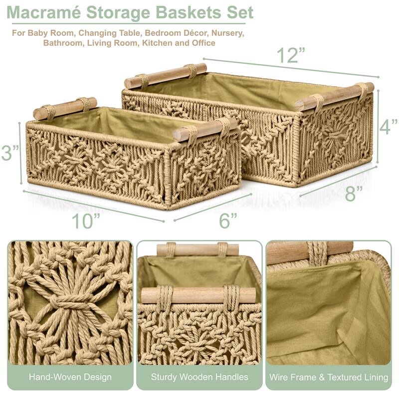 Sorbus Storage Wicker Baskets -Set of 2 - 12 x 8 x 4 in