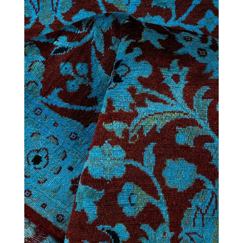 Overton Hand Knotted Wool Vintage Inspired Modern Contemporary Overdyed Blue Runner Rug - 2' 6" x 10' 4"