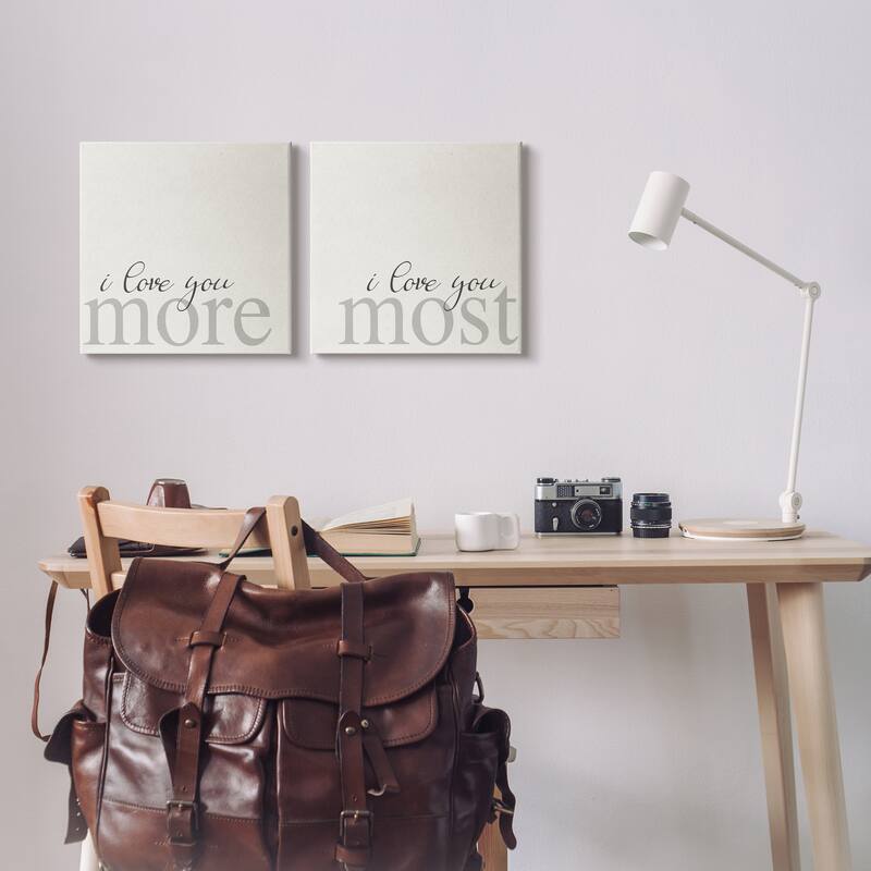 Stupell I Love You More Most Romantic Sentiment Typography 2 Piece Canvas Wall Art, Design by Daphne Polselli