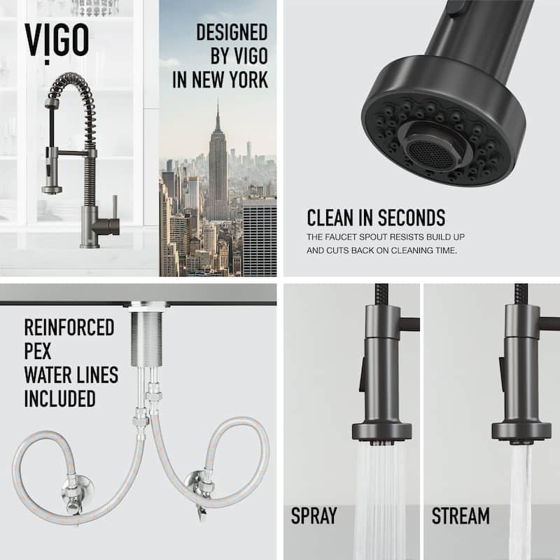 VIGO Edison 19" H Single Handle Pull-Down Sprayer Kitchen Faucet
