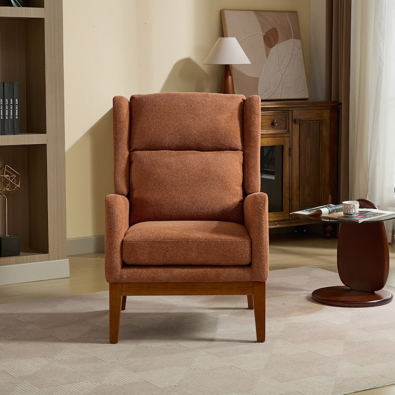 Modern 26.18" High Back Upholstered Arm Chair with Wood Legs for Living Room