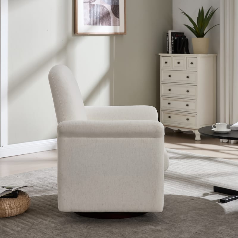 Swivel Accent Chair Modern Barrel Armchair with Wood Base for Bedroom Reading Waiting Living Room