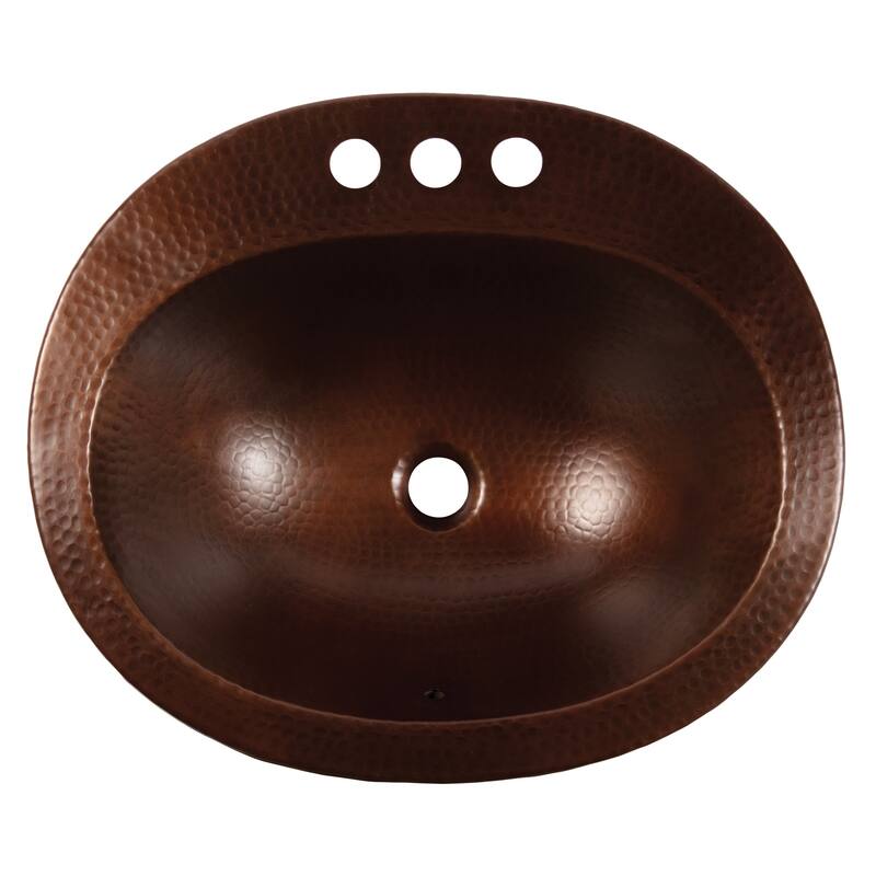 Seville Aged Copper 20" Oval Drop-In Bath Sink with Ashfield Faucet Kit