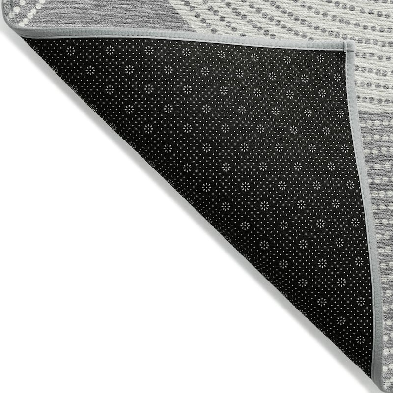 Machine Washable Indoor/ Outdoor Casual Circles Chantille Rug