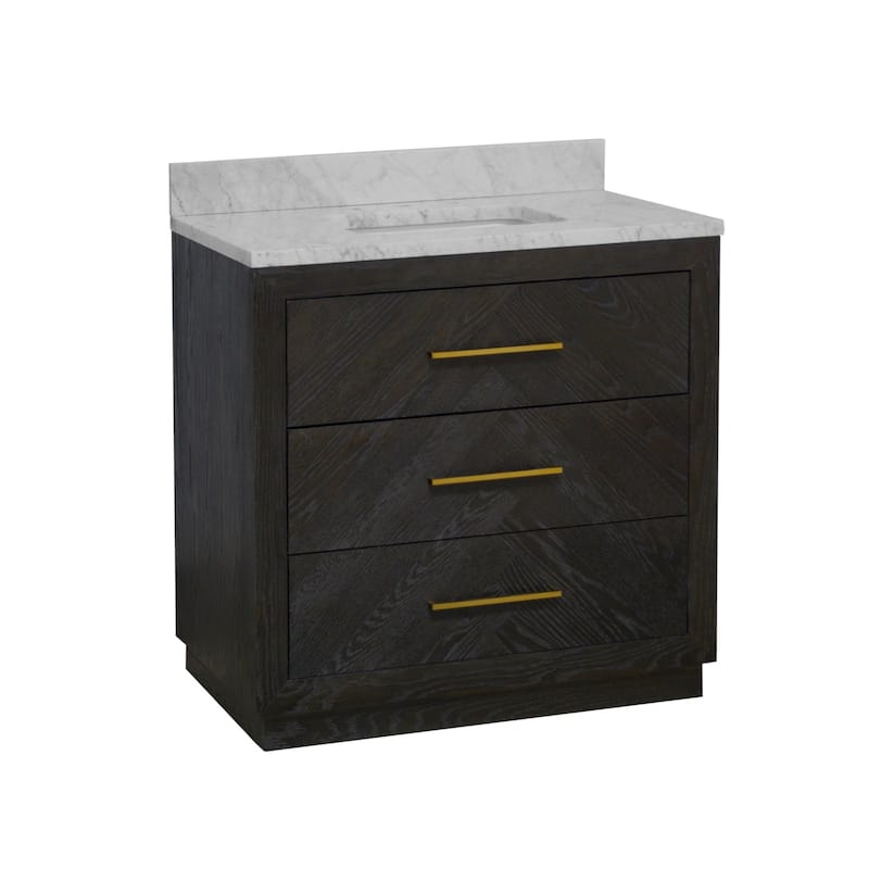 KitchenBathCollection Avery 36" Bathroom Vanity with Carrara Marble Top