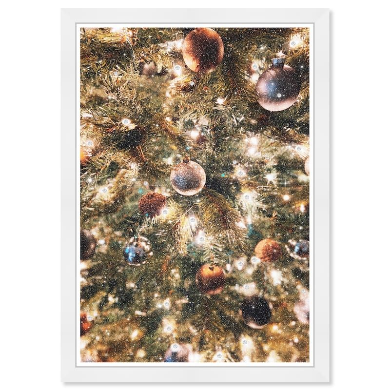 Wynwood Studio Prints Holiday and Seasonal Sparkling Tree Brown and Army Green Wall Art Canvas Print