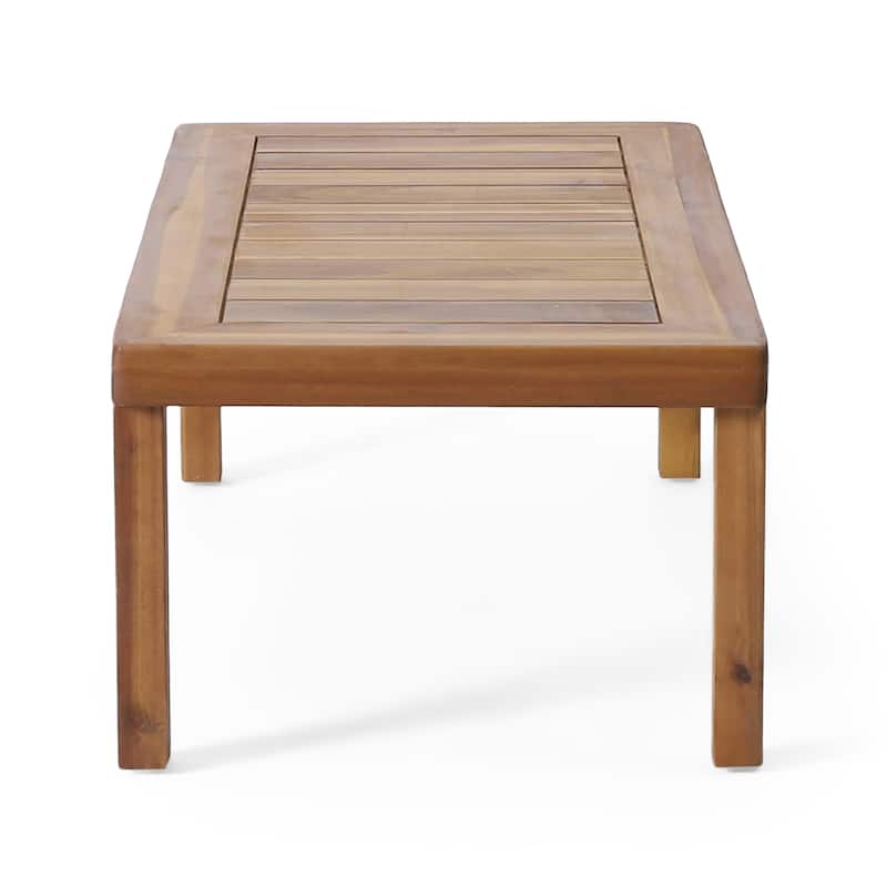 Louver Acacia Wood Outdoor Loveseat and Coffee Table Set with Cushions by Christopher Knight Home