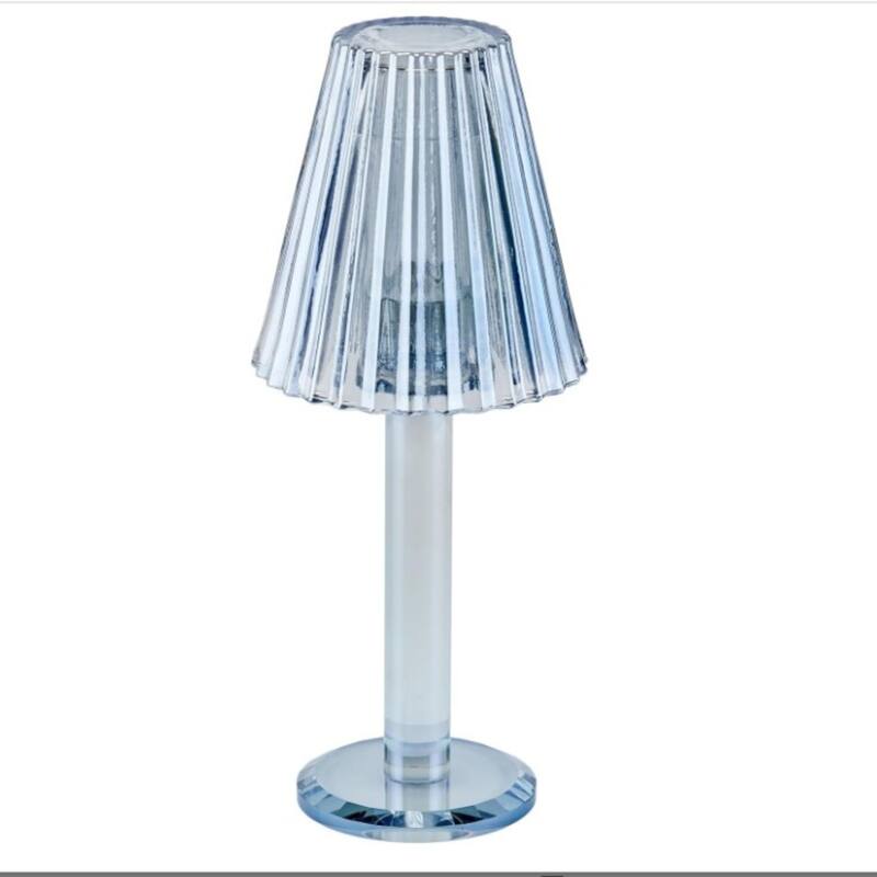 Crystal Glass Candle Lamp with Elegant 12-Inch Glass Shade Decor - Blue
