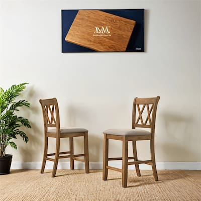 Fabric Upholstered Counter Height Dining Chairs,Set of 2