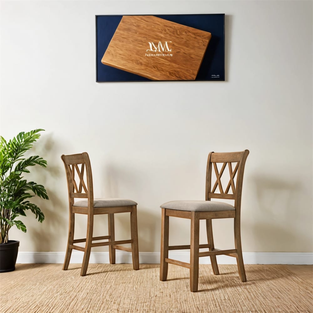 Fabric Upholstered Counter Height Dining Chairs,Set of 2