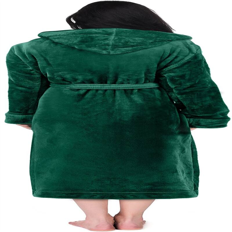 Women's Fleece Hooded Bathrobe Plush