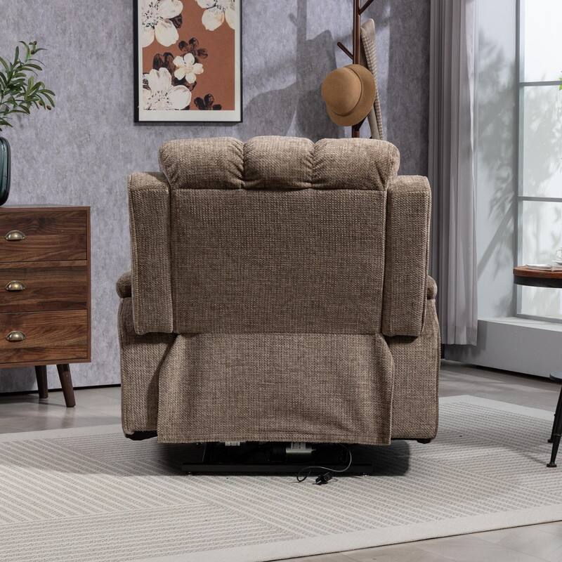Power Lift Recliner with Extended Footrest,Overstuffed Chenille Dual Motor Recliners with Heat/Message,USB Type C Charging