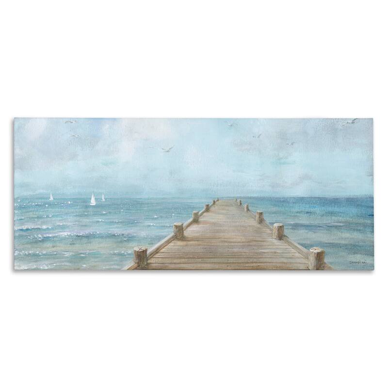 Stupell Waterfront Pier Coastal Ocean View Stretched Canvas Wall Art, Design by Danhui Nai - 24 x 10