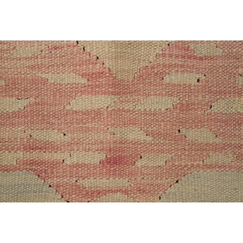 Hand Woven Oriental 100% Wool Carpet Southwestern Tribal Navy Blue & Blues Kilim Area Rug - 9' 7'' X 6' 4''