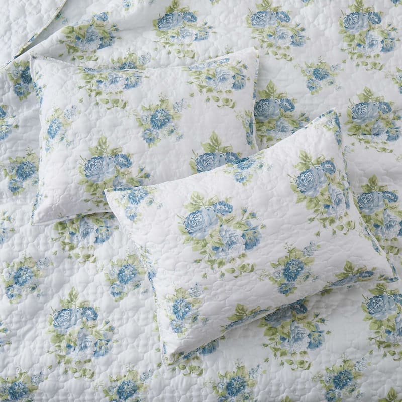 3 PCS Printed Coverlet Set Floral Geometric Bedspread Reversible Quilt and Shams Set