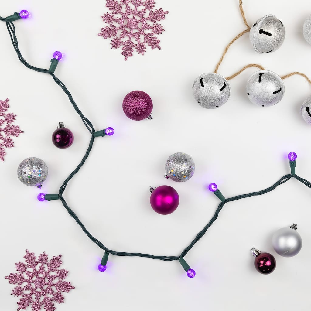 LED G12 Berry Faceted Christmas Lights - Purple - 15.9' Green Wire - 50ct