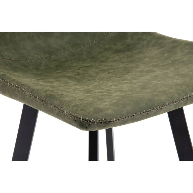Elland Modern Upholstered Leather Bar Stool with Stainless Steel Legs, Curve Padded Seat, Built-in Footrest, and Plastic Glides