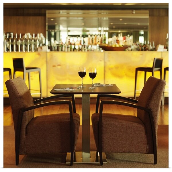 "Side view of table and chair in hotel bar" Poster Print
