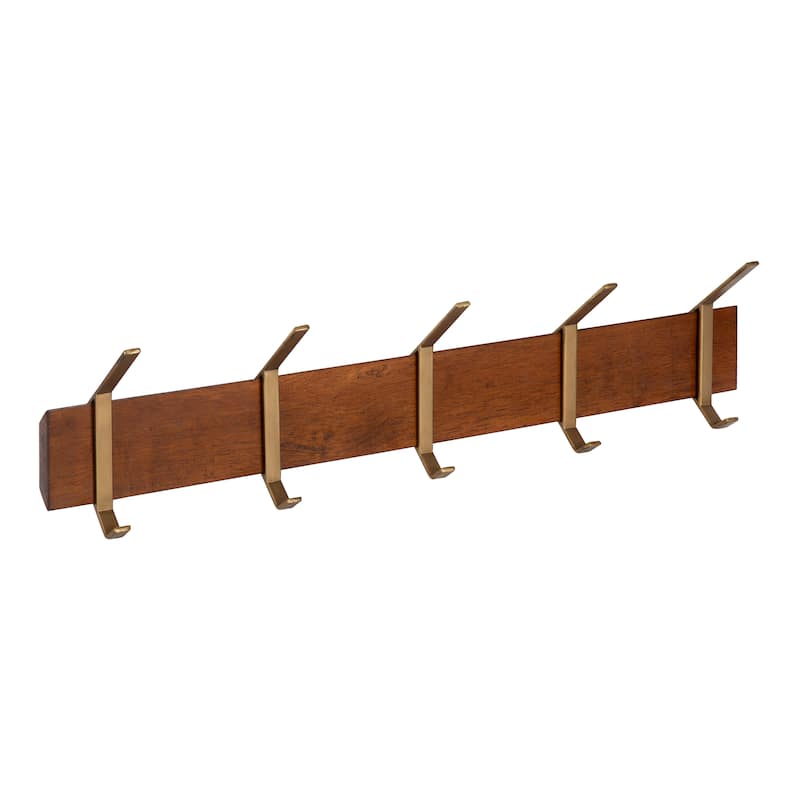 Kate and Laurel Rossmore Modern 5 Hook Shelf - 5 Hooks - Brown