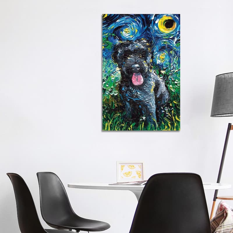 iCanvas "Black Goldendoodle Night" by Aja Trier Canvas Print - 40x26x1.5