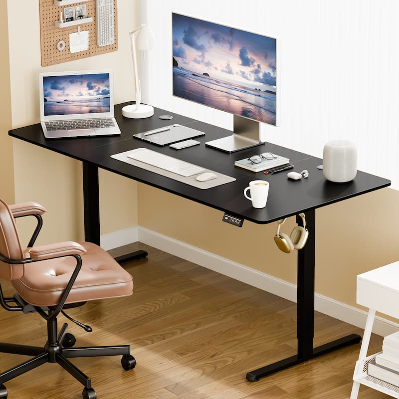 Electric Standing Desk, Height Adjustable Desk with Memory Preset and LED Display - 71*31 - Black/Black