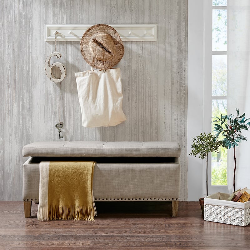 Chic Mid-Century Modern Tufted Storage Bench for Modern Entryways or Living Rooms - Light Brown