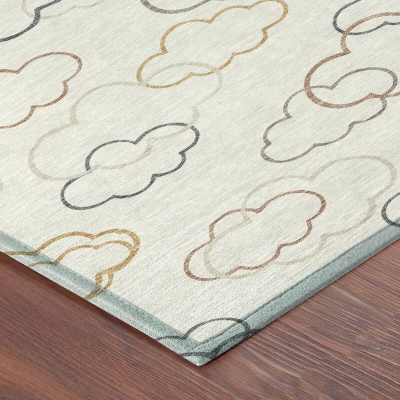Machine Washable Indoor/ Outdoor Modern Clouds Chantille Rug