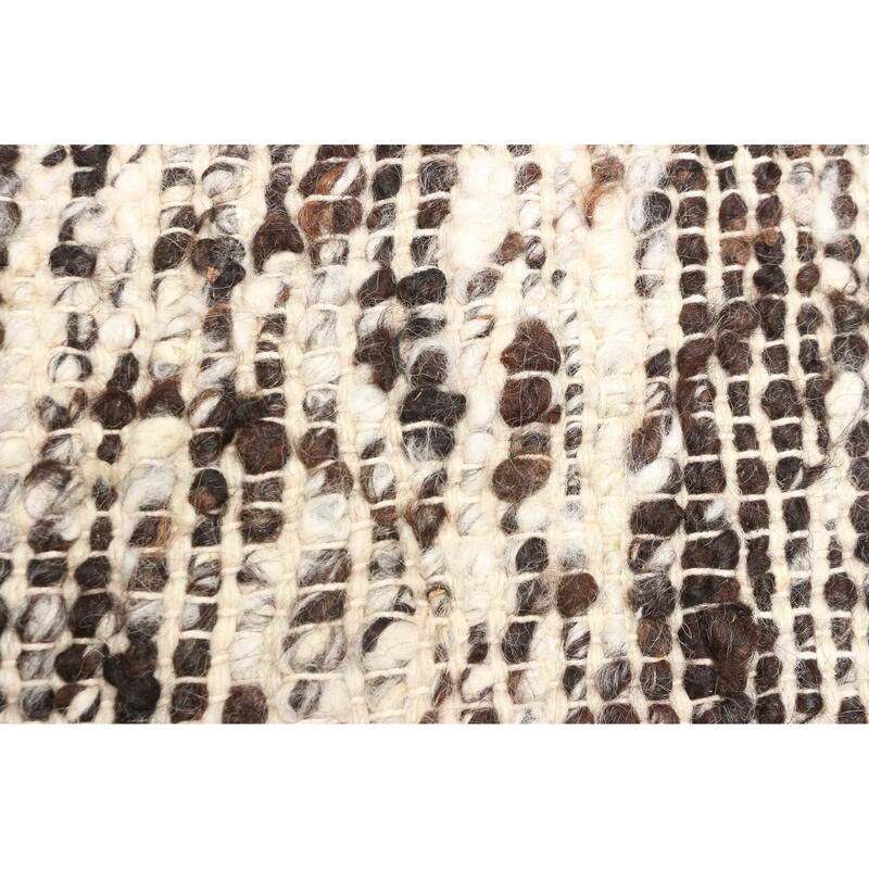 ECARPETGALLERY Braid weave Sienna Dark Brown Wool Rug - 6'5 x 8'8