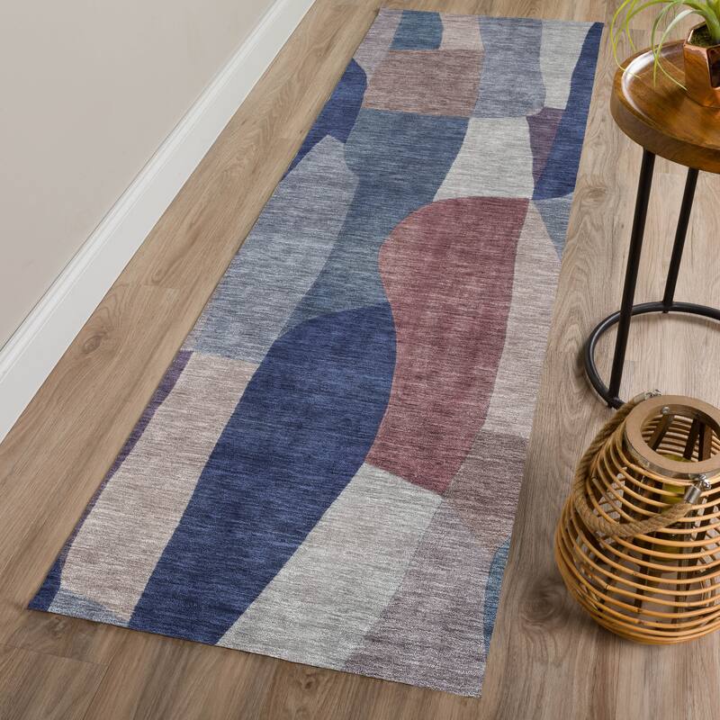 Machine Washable Indoor/ Outdoor Contemporary Layers Chantille Rug