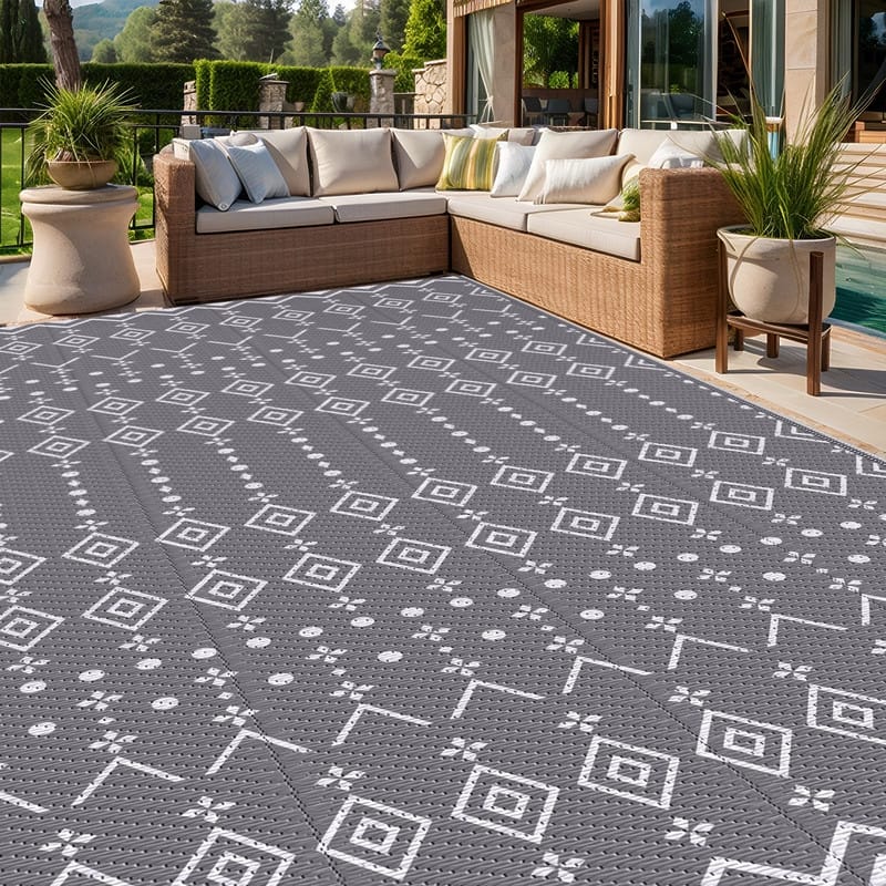 8' x 10' Reversible Outdoor Rug – Waterproof Plastic Straw Mat - 5' x 8' 
