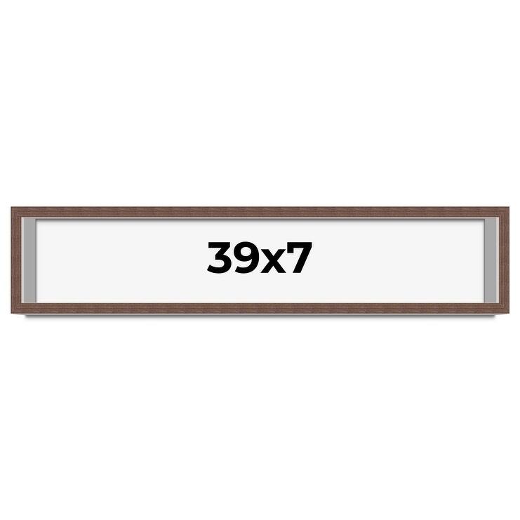 39x7 Shadow Box Frame Brown | 1.125 inches Deep Real Wood Rustic