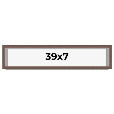 39x7 Shadow Box Frame Brown | 1.125 inches Deep Real Wood Rustic