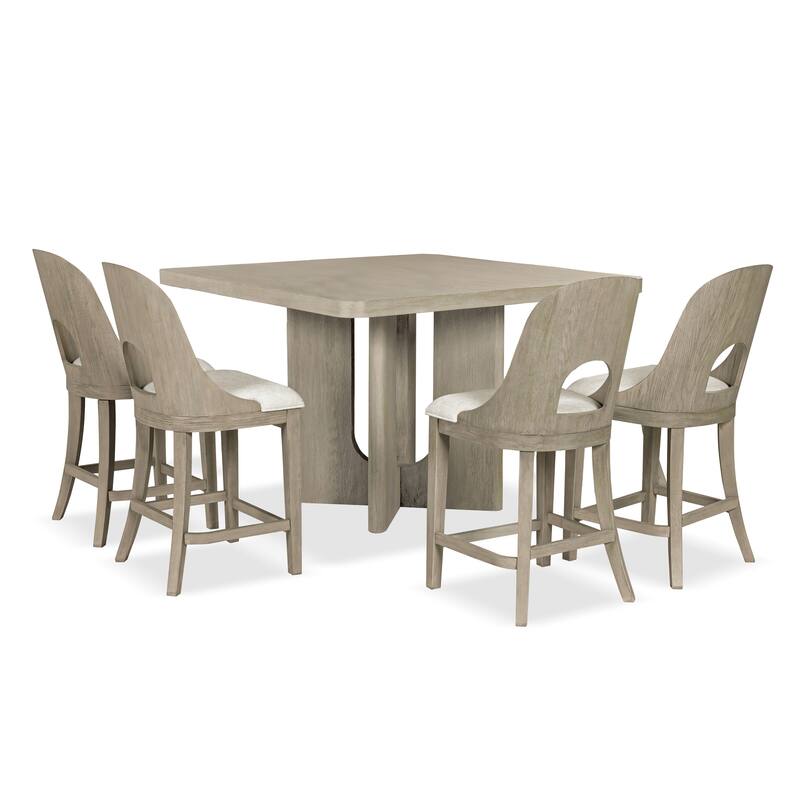 Furniture of America Piez Modern 5-Piece Solid Wood Counter Height Square Dining Set