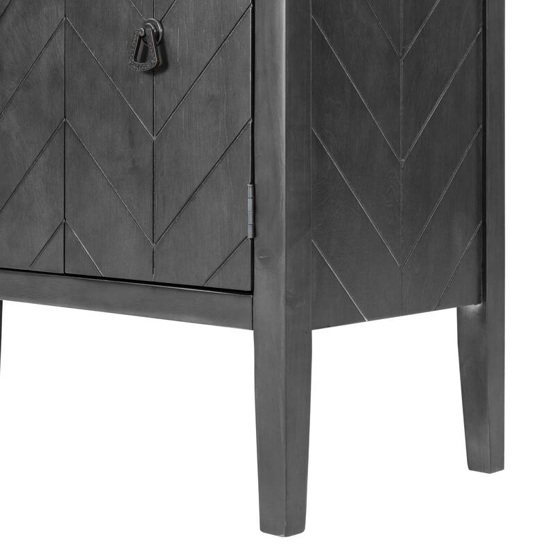 37" MDF Rustic with Adjustable Shelves - Solid Pine Legs & Metal Handles
