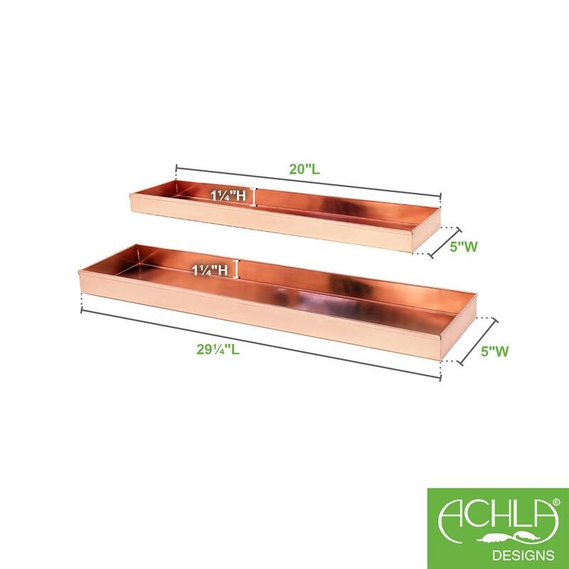 Achla Designs Long Decorative Stainless Steel Tray, Polished Copper Plated