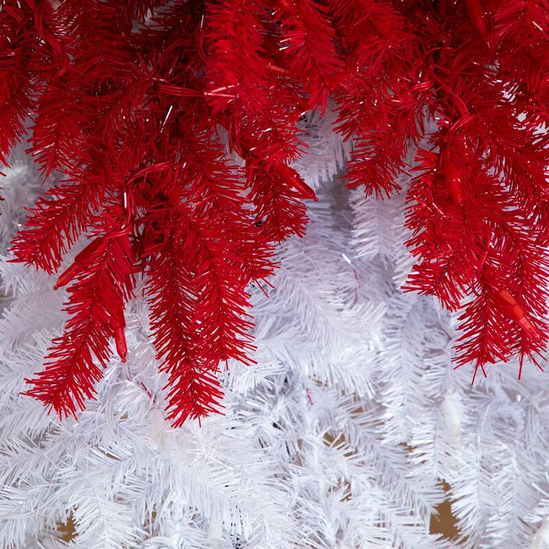 Pre-Lit Santa's Hat Artificial Christmas Tree - 7’ - Warm White LED Lights - 7 Foot