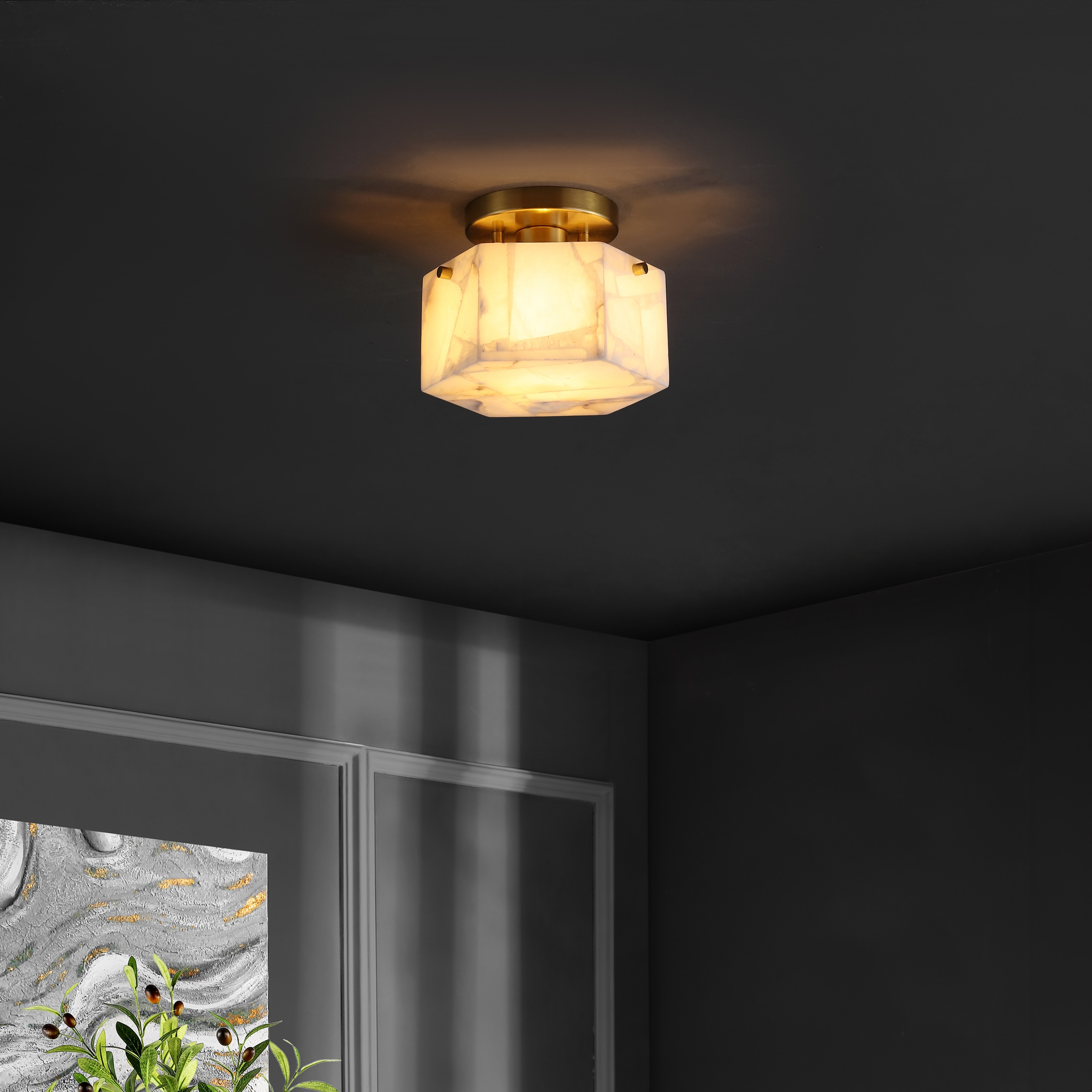 【50％OFF】 Lighting SAFAVIEH Kory, Alabaster/Metal White/Brass, 8-inch, 蛍光灯・電球