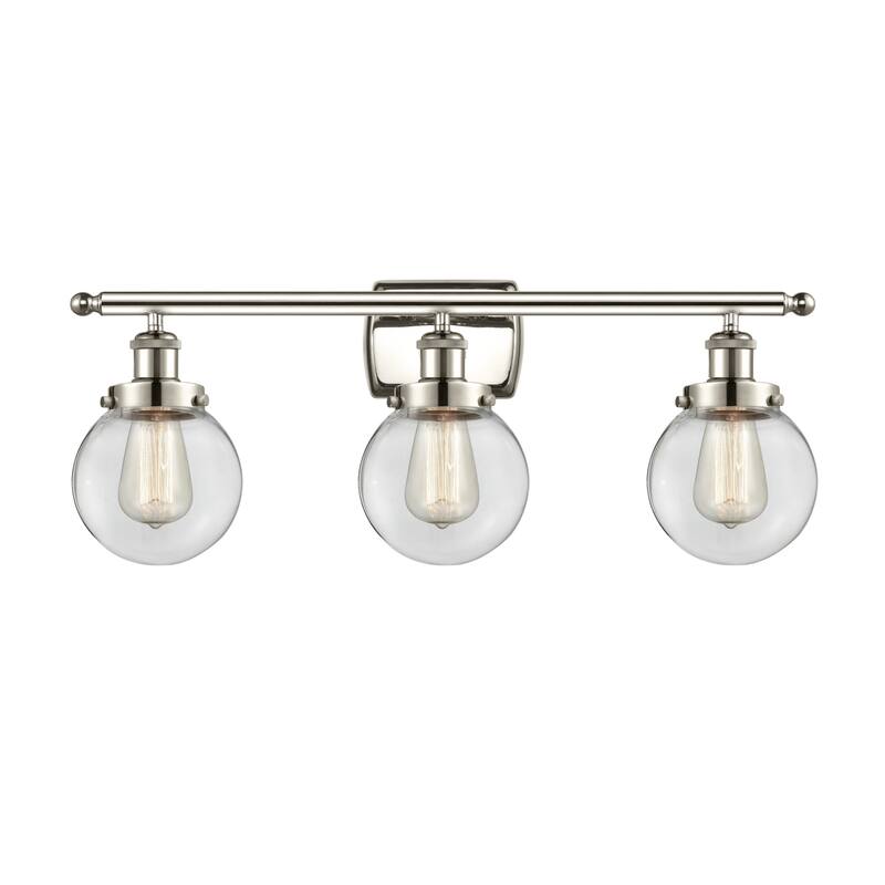 Innovations Lighting 916-3W-11-26 Beacon Vanity Beacon 3 Light 26" - Polished Nickel / Clear