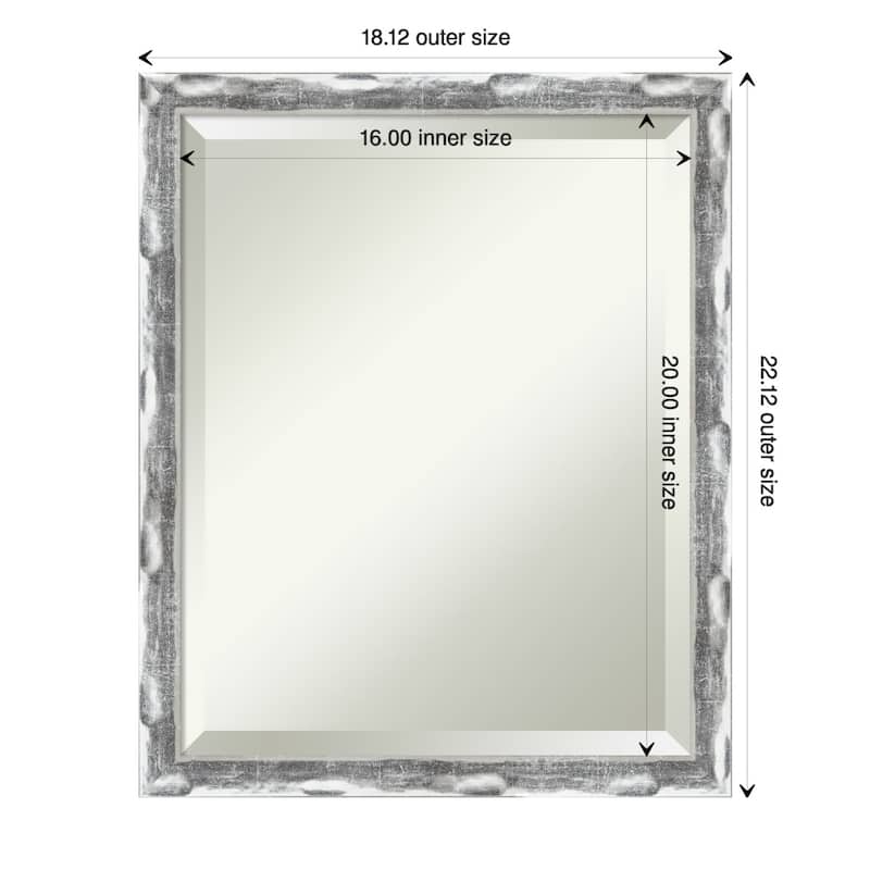 Beveled Wall Mirror - Scratched Wave Chrome Frame - Scratched Wave Chrome - 18 x 22-inch