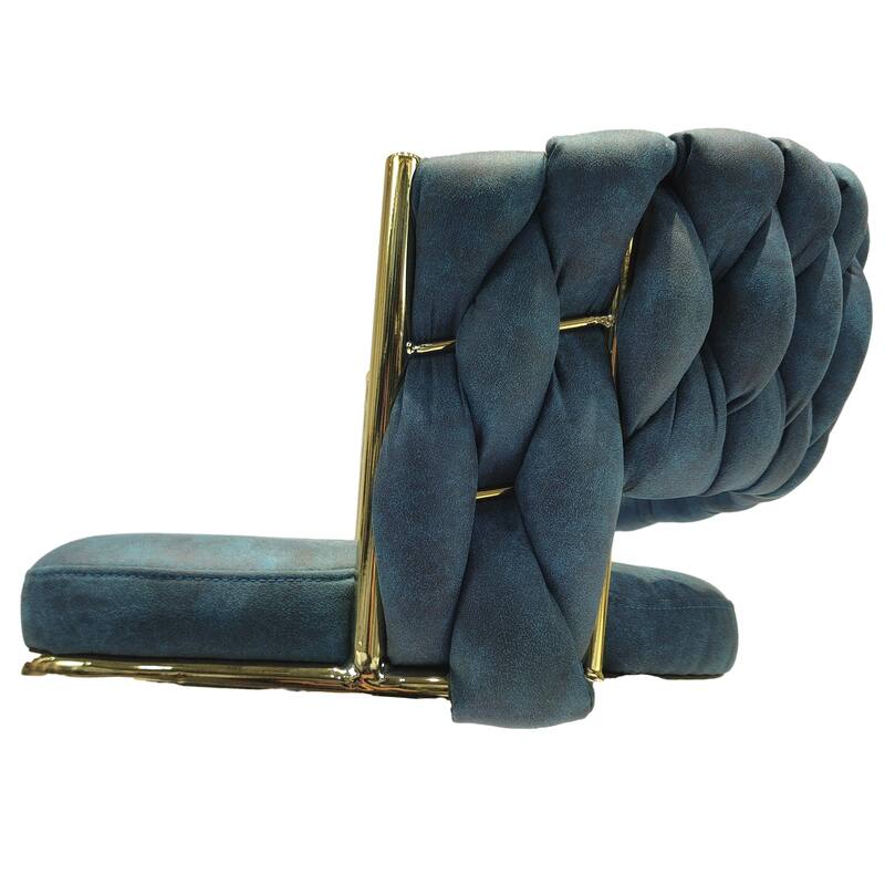 360 Swivel Suede Woven Bar Chair Set of 4, Upholstered Barstools with Metal Base