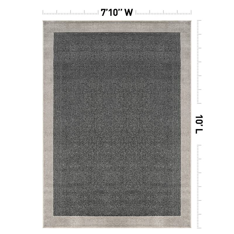 Modern Geometric Stripe Bordered Area Rug for Living Room, Bedroom, or Entryway - Low Pile Indoor Rug