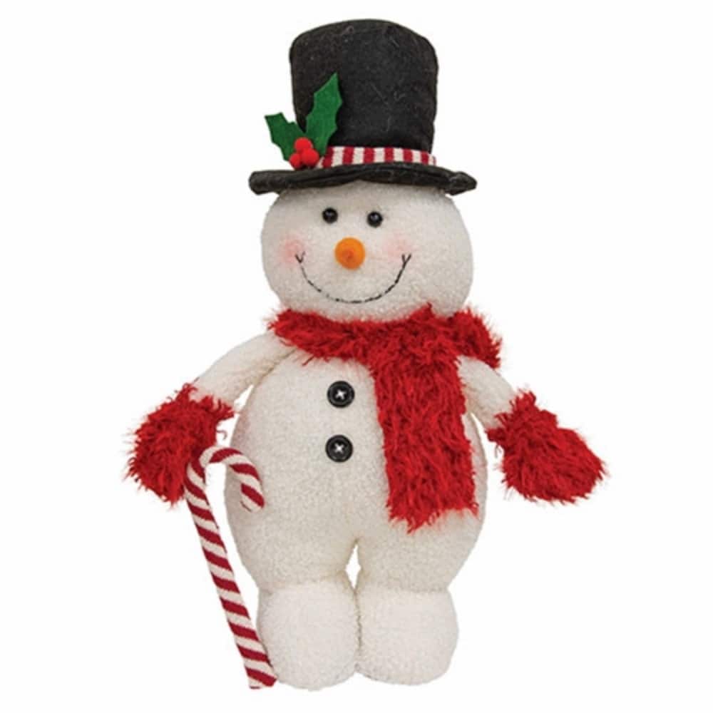 Standing Holly Snowman Plush Christmas Holiday Decoration - 9” x 5” x 17”