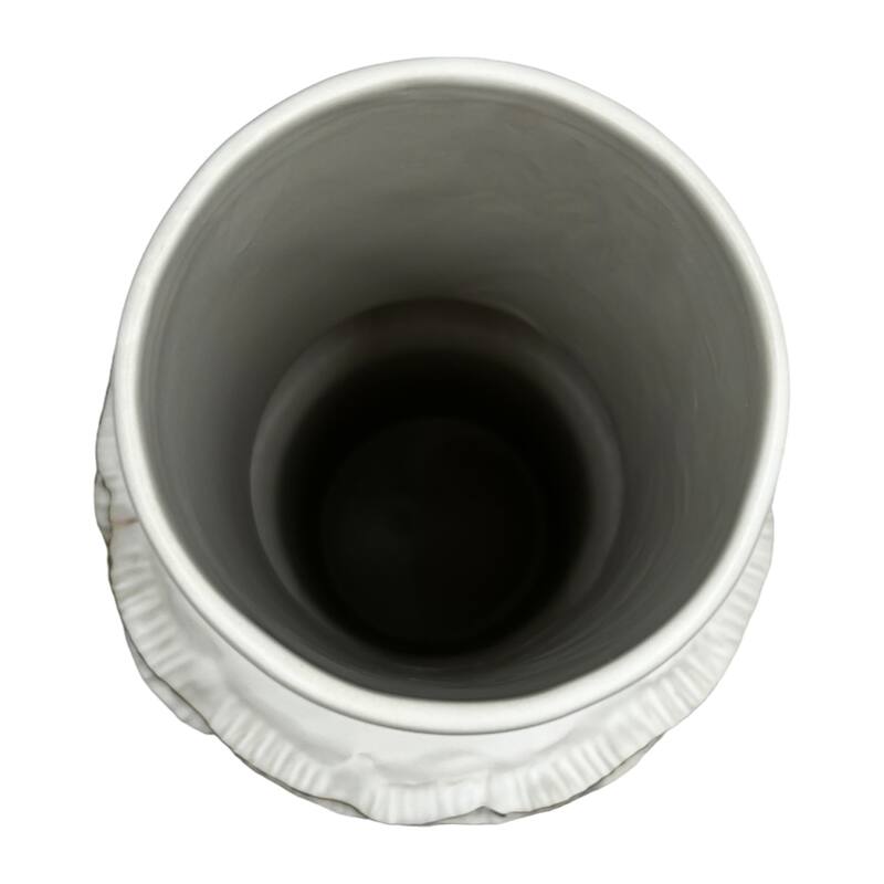 14 Inch Tall Modern White Ceramic Vase