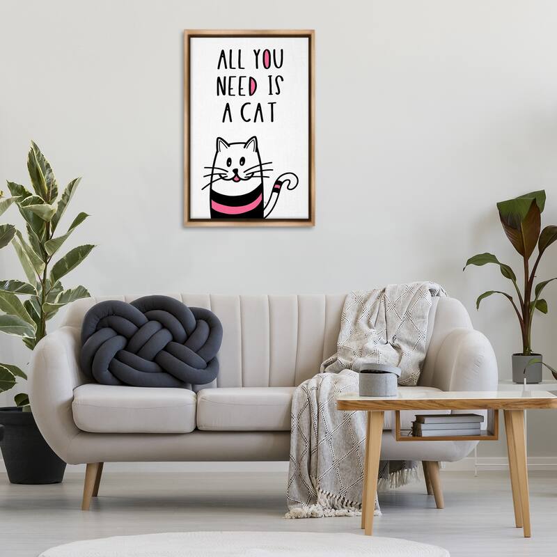 Stupell All You Need Is Cat Framed Floater Canvas Wall Art Design By Martina Pavlova