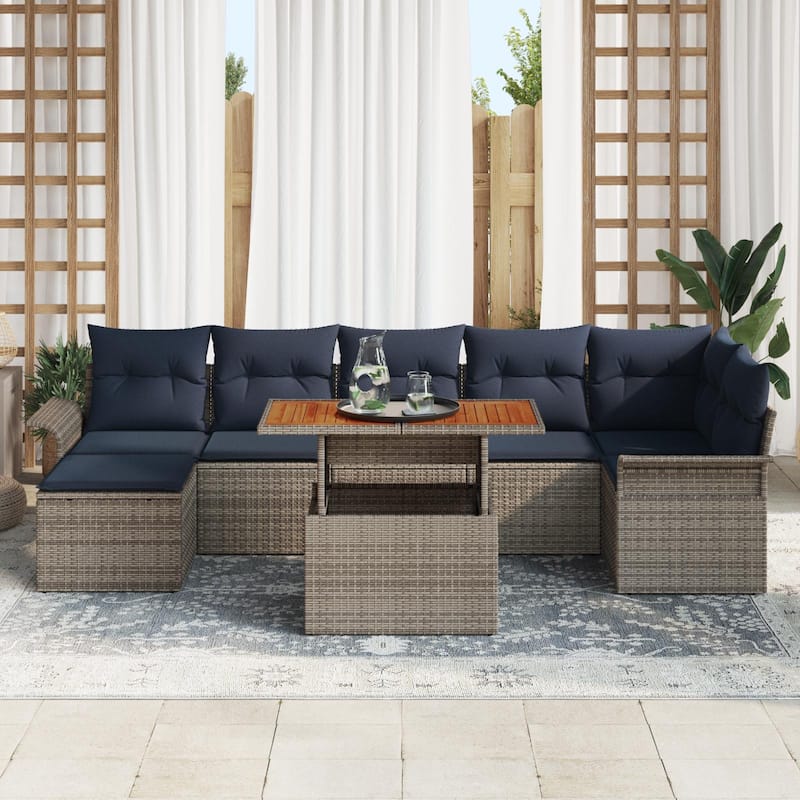 vidaXL 8 Piece Garden Sofa Set with Cushions - 117.1×52.2×27.2