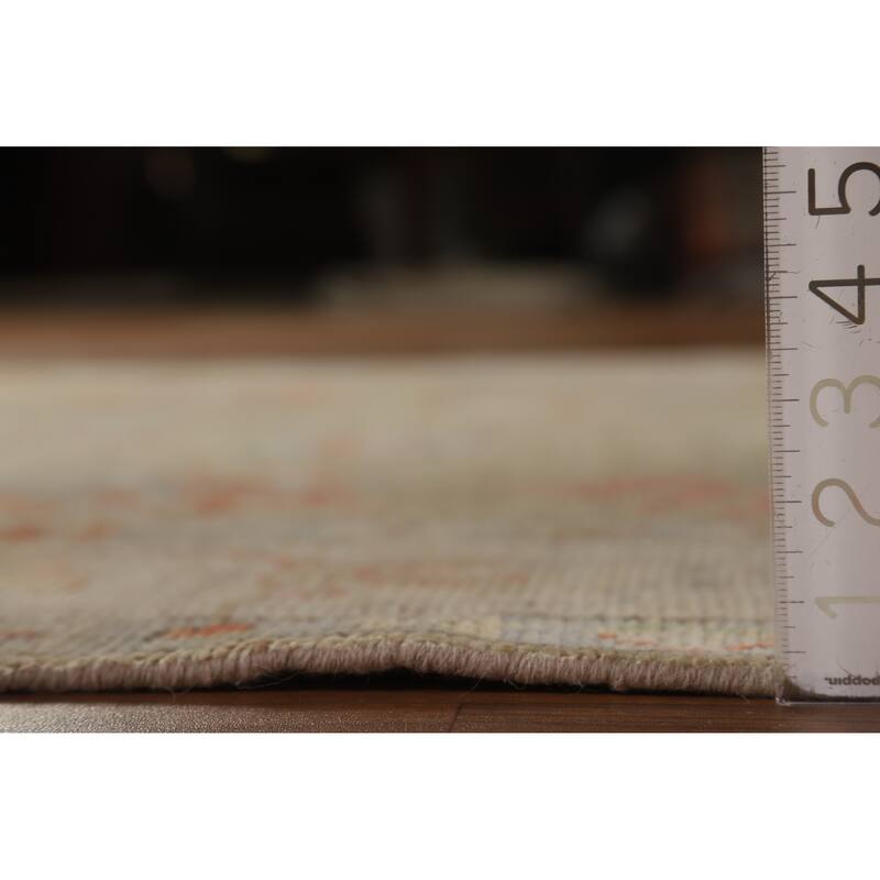 Hand Knotted Oriental 100% Wool Carpet Transitional All-Over Beige & Ivories Oushak Area Rug - 9' 0'' X 5' 10''
