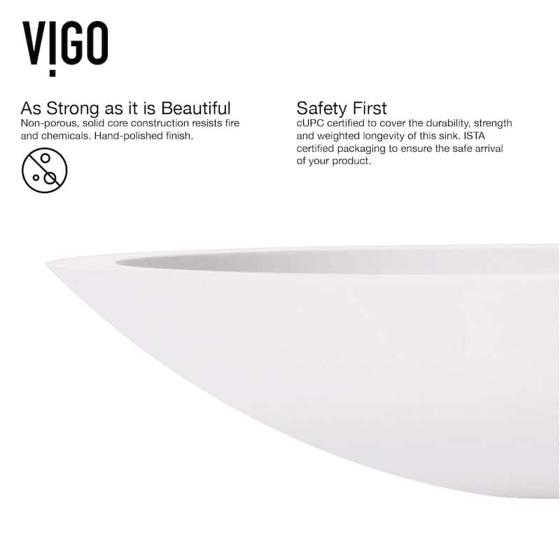Vigo Wisteria 23-1/8" Matte Stone� Vessel Bathroom Sink with Norfolk