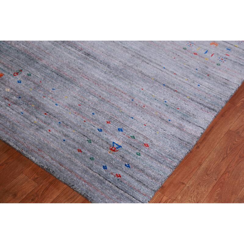 Hand Knotted Oriental 100% Wool Carpet Tribal Tribal Greys & Charcoal Gabbeh Area Rug - 11' 11'' X 8' 10''