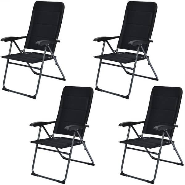 Gymax 4PCS Patio Folding Chairs Back Adjustable Reclining Padded - 28undefinedundefined x 23undefinedundefined x 40undefinedundefined - - 33245098